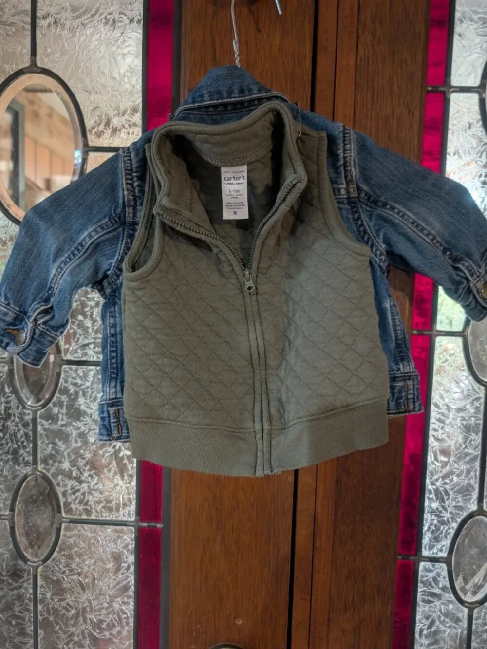 Baby jacket and vest, 0-9 months; qty 2